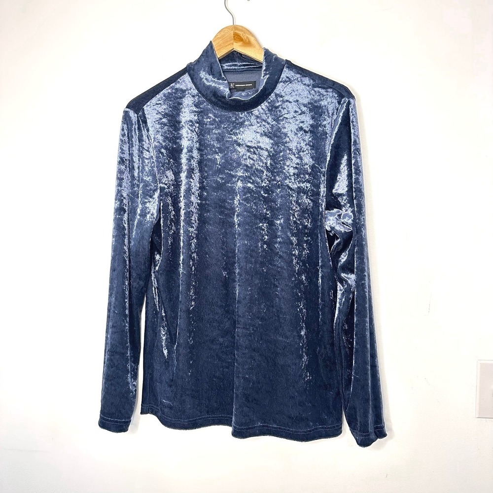 INC International Concepts Velvet Mock Neck Long Sleeve Party Sweater Top Medium